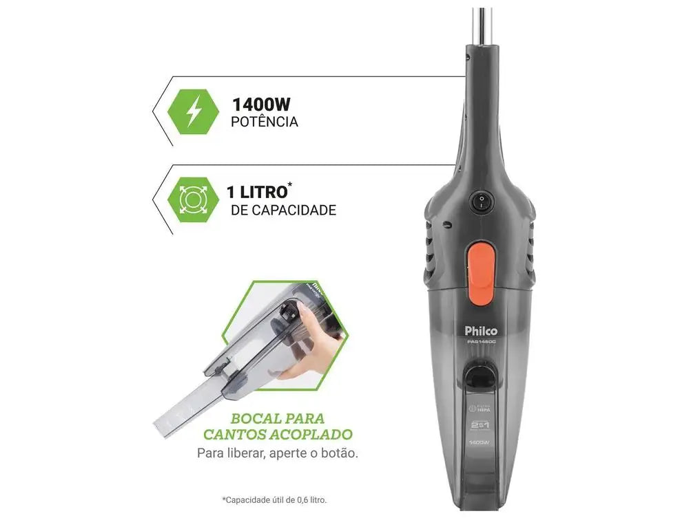 Philco 2-in-1 Vacuum Cleaner 1400W Pas1450C 54902086 Gray - 220V